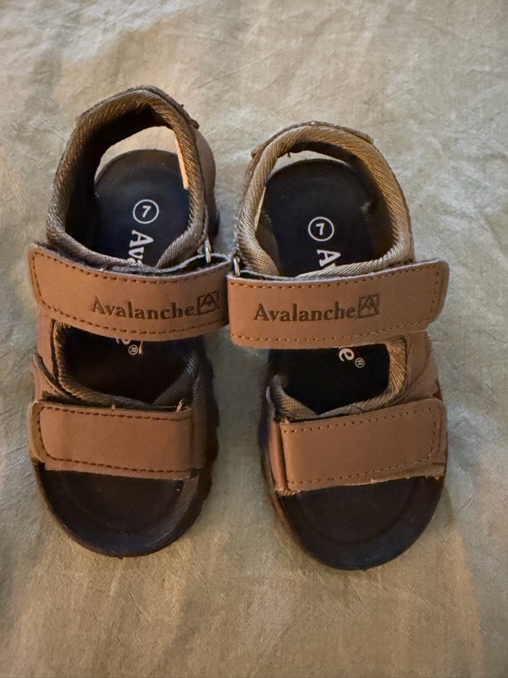 Avalanche Kids Tan Brown Double-Strap Hook & Loop Sandals